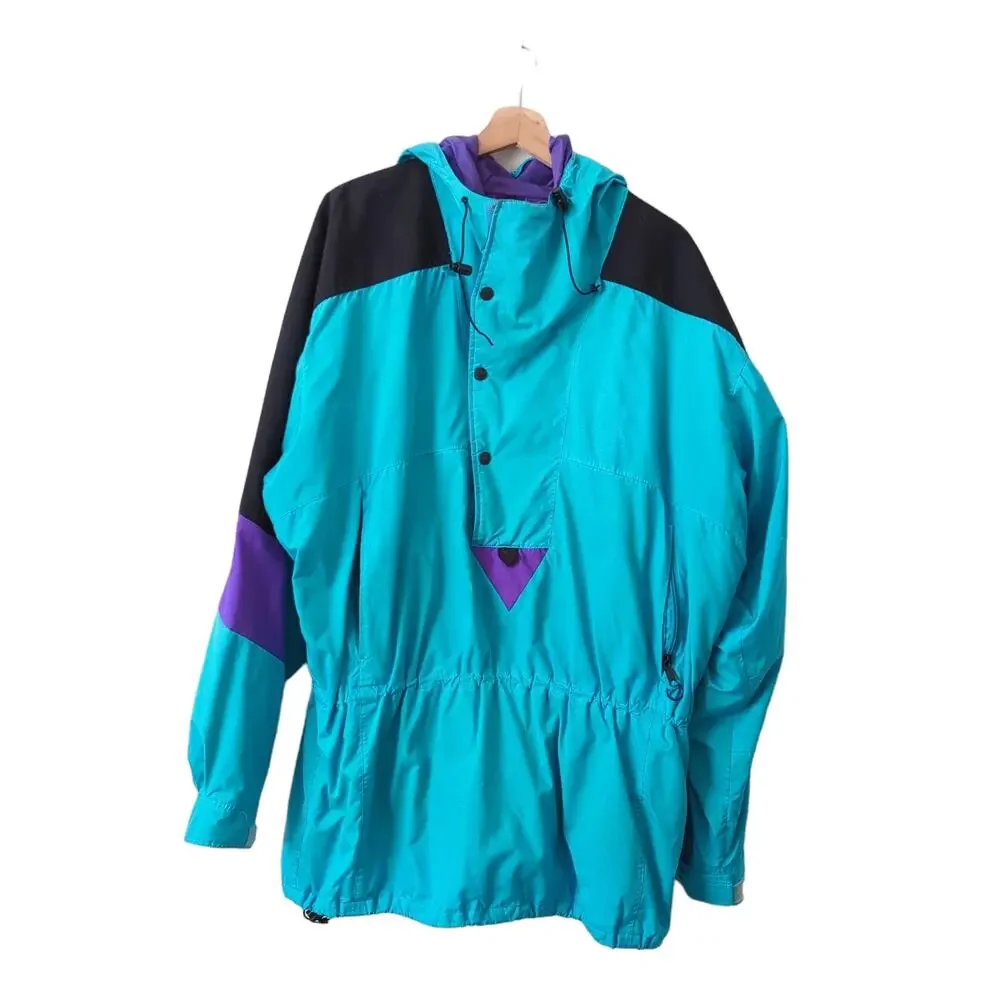 VTG 90s The North Face Extreme Anorak Long Cinch Jacket Blue Hooded Men's XL